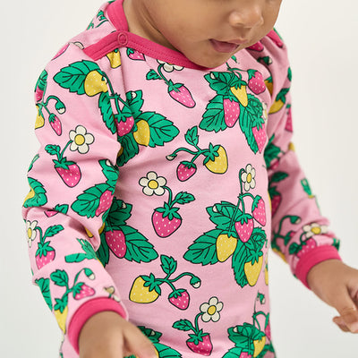 Elstar Langärmliger Baby Body mit Erdbeeren
