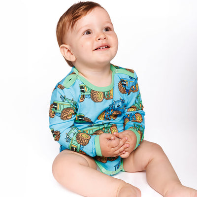 Langärmliger Baby Body mit Traktoren