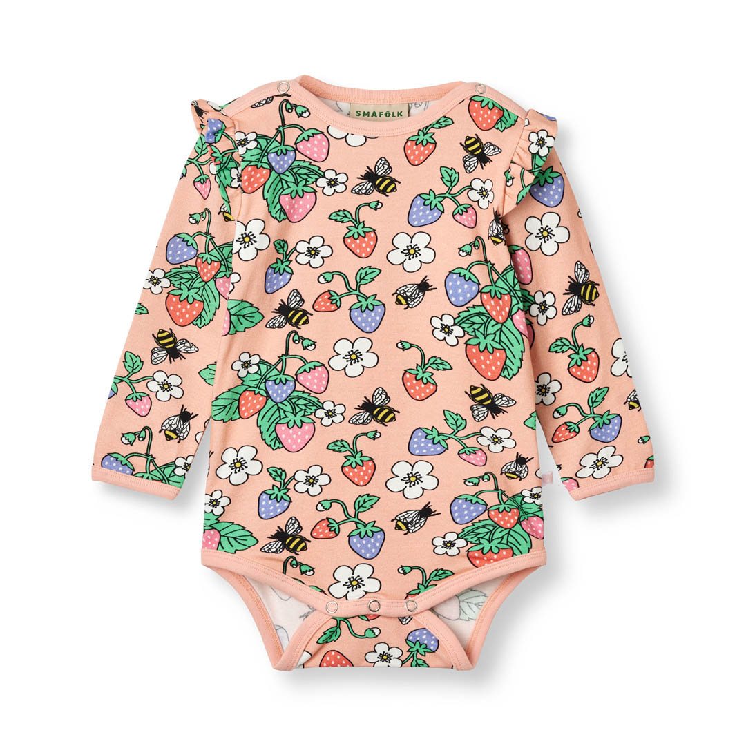Langärmliger Baby Body mit Erdbeeren