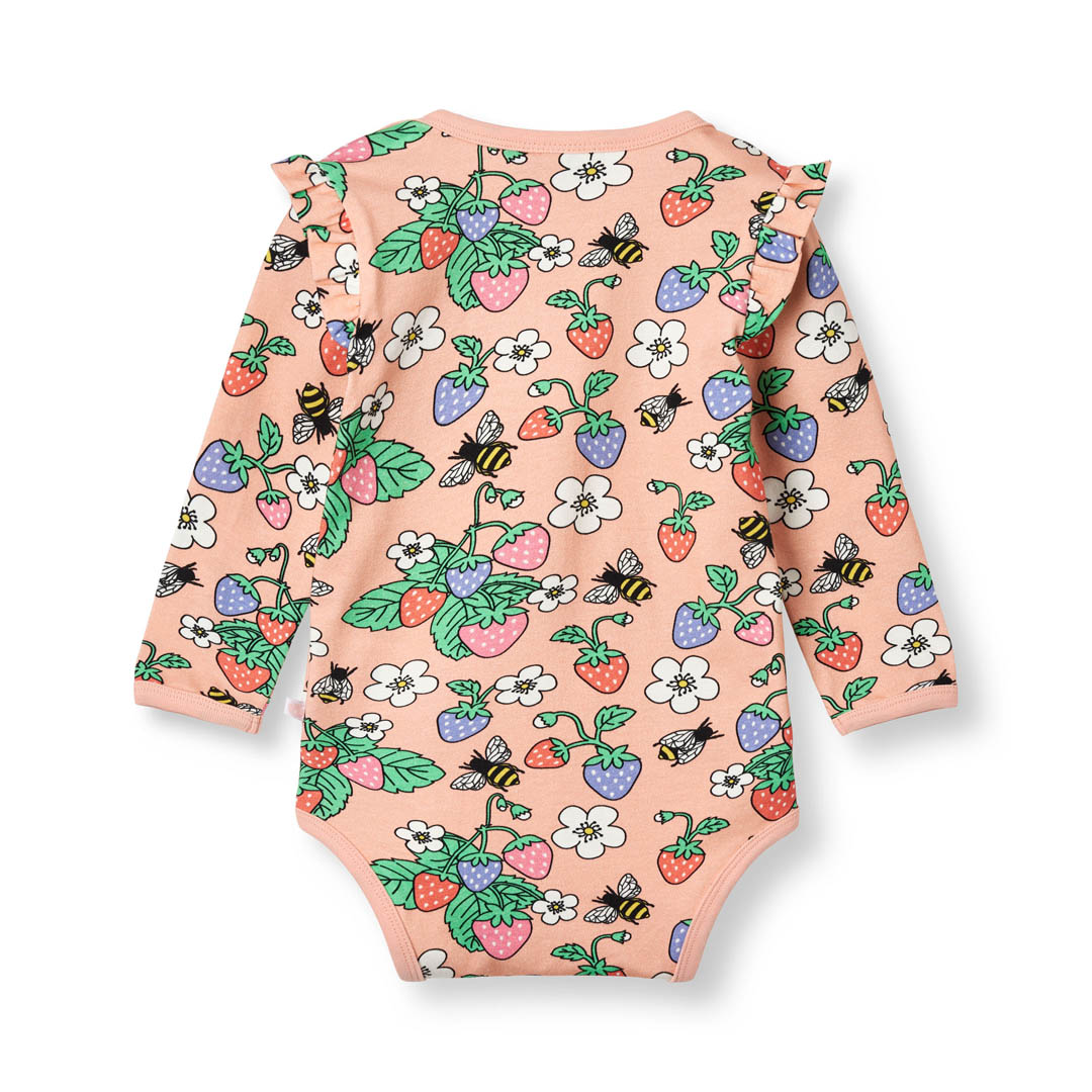 Langärmliger Baby Body mit Erdbeeren