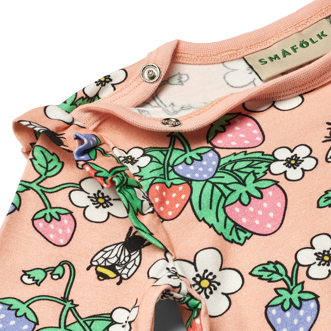 Langärmliger Baby Body mit Erdbeeren