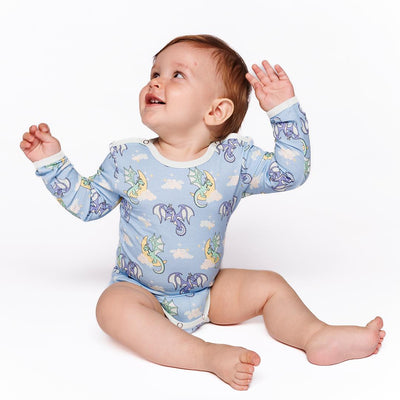 Langärmliger Baby Body mit schlafenden Drachen