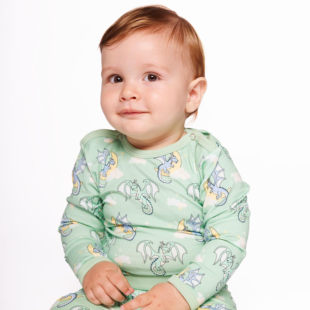 Langärmliger Baby Body mit schlafenden Drachen