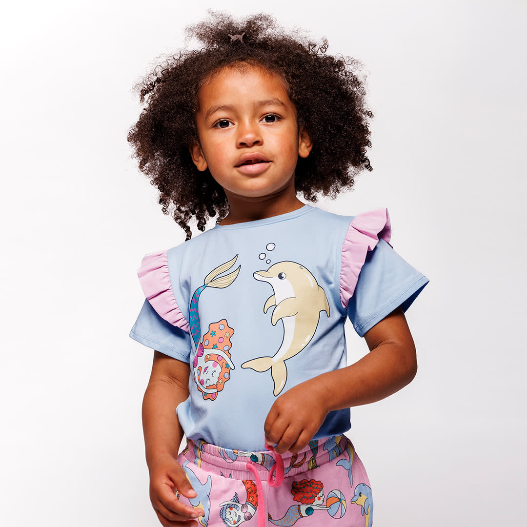 T-shirt mit Meerjungfrau und Delphin