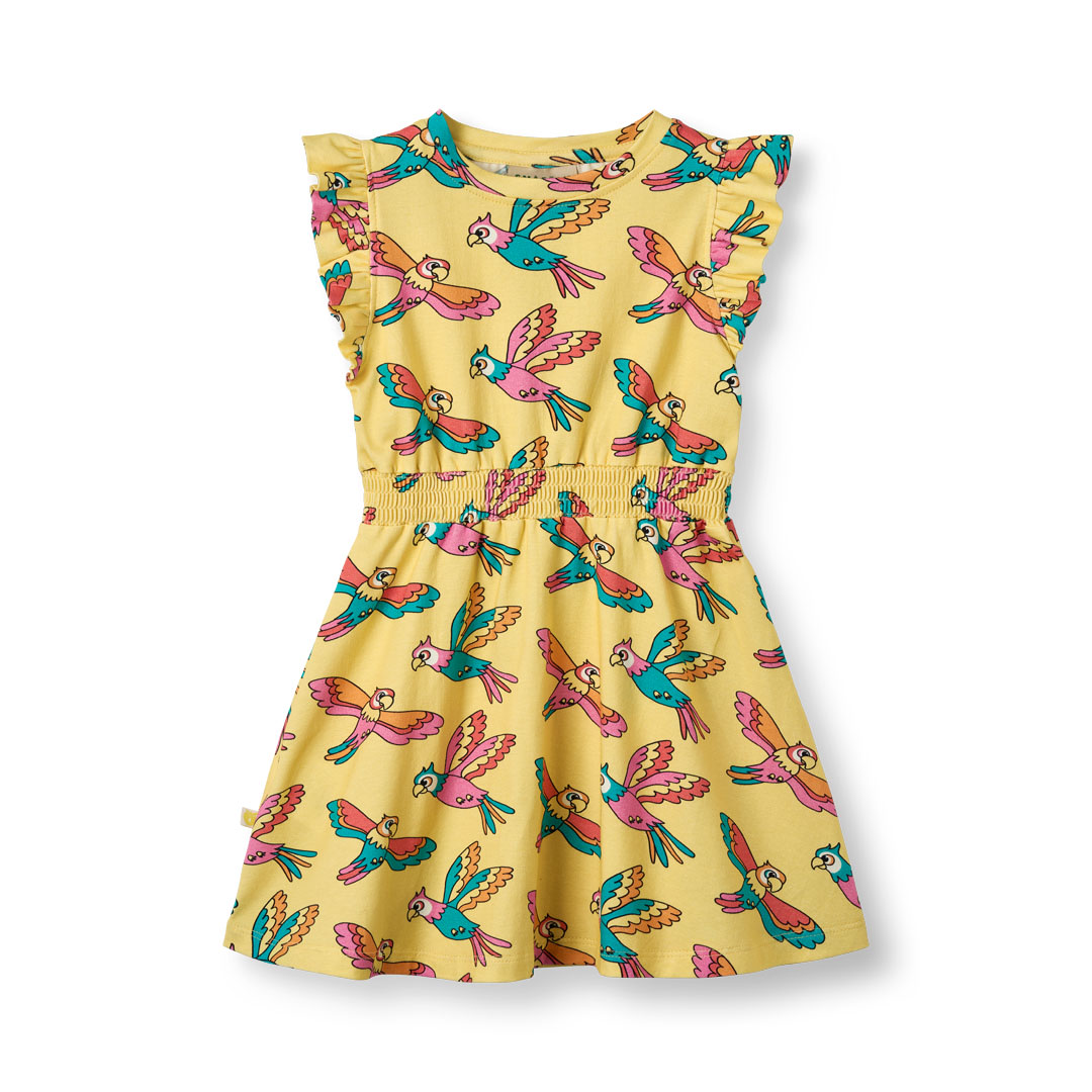 Ärmellos Kleid mit Papageien