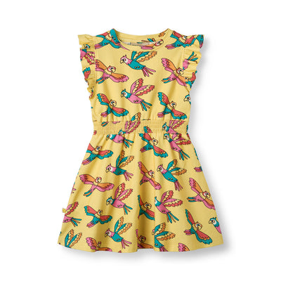 Ärmellos Kleid mit Papageien