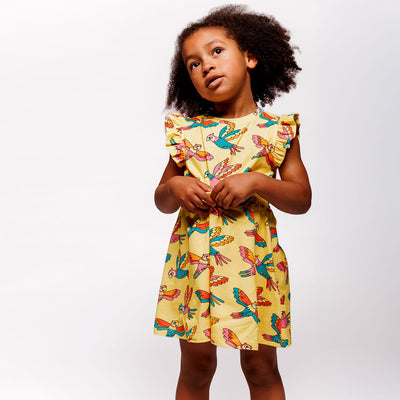 Ärmellos Kleid mit Papageien