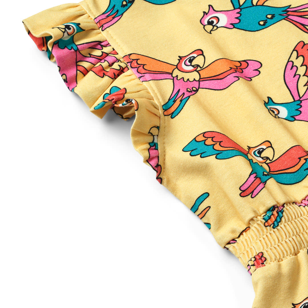 Ärmellos Kleid mit Papageien