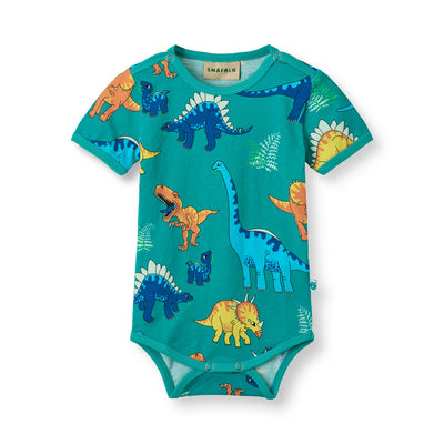 Kurzärmeliger Baby Body mit Dinosauriern