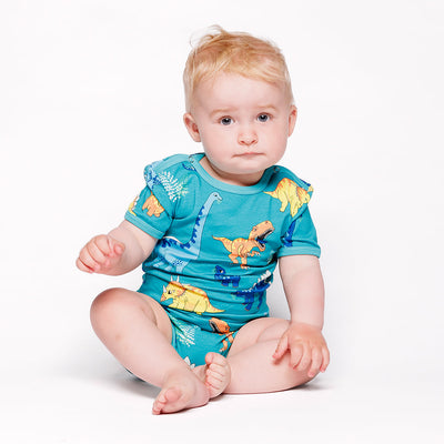 Kurzärmeliger Baby Body mit Dinosauriern