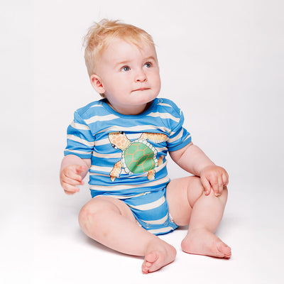 Kurzärmeliger Baby Body mit Meeresschildkröte