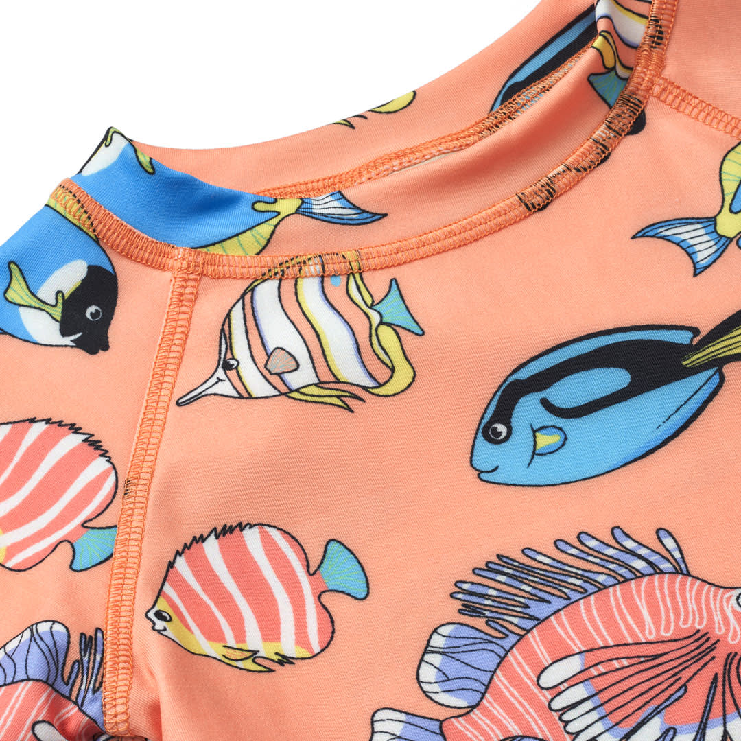 UV50-T-Shirt für Kinder mit Fisch