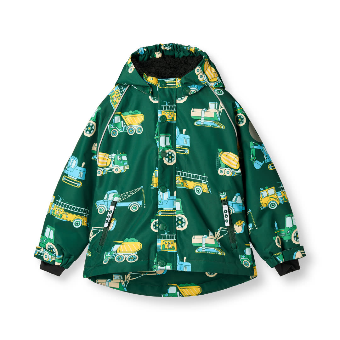 Winterjacke mit Fahrzeugen