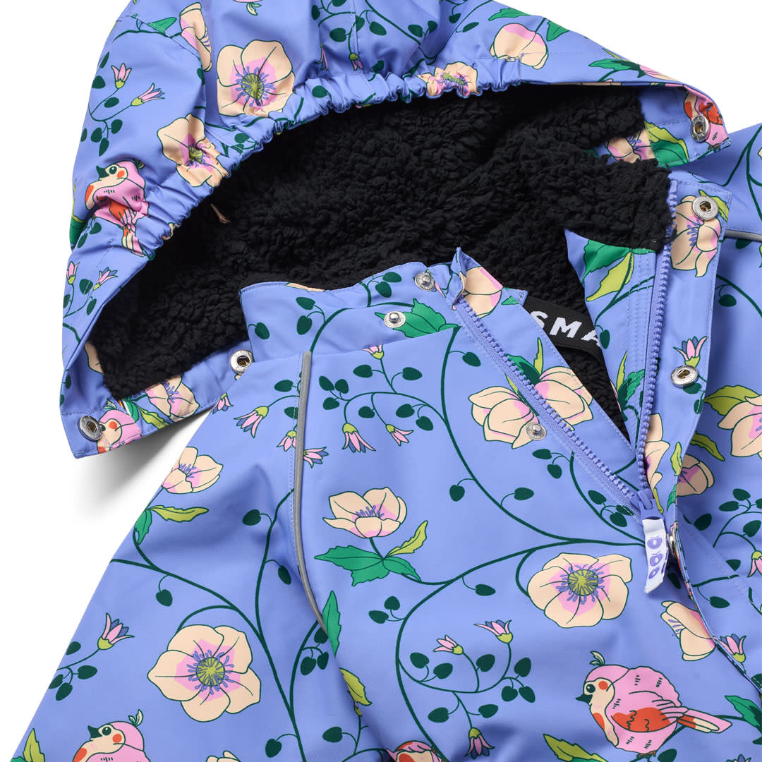 Winterjacke mit Vögeln und Blumen