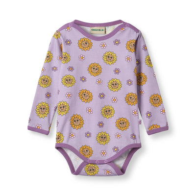 Elstar Langärmliger Baby Body mit Sonnenblumen