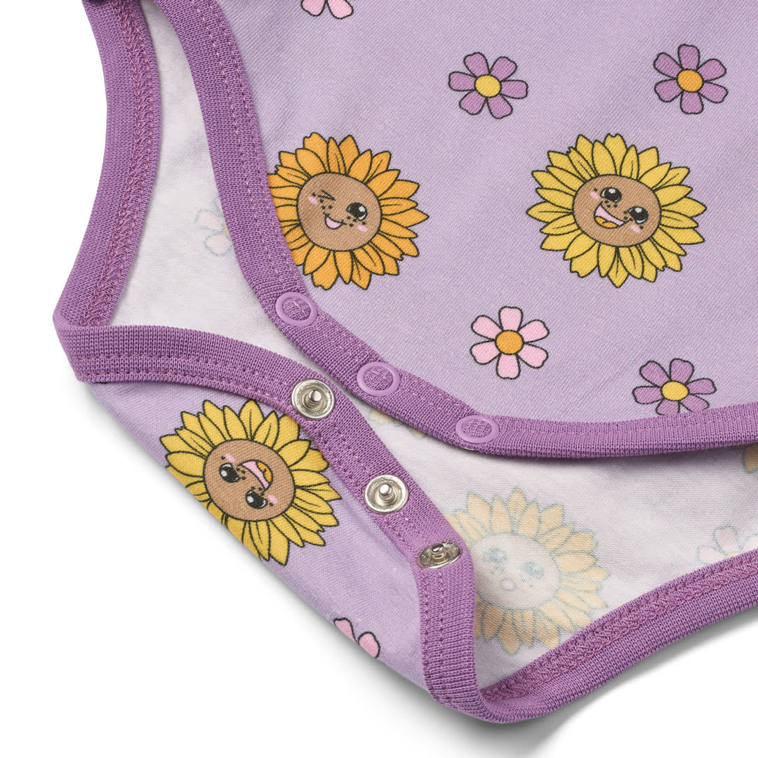 Elstar Langärmliger Baby Body mit Sonnenblumen