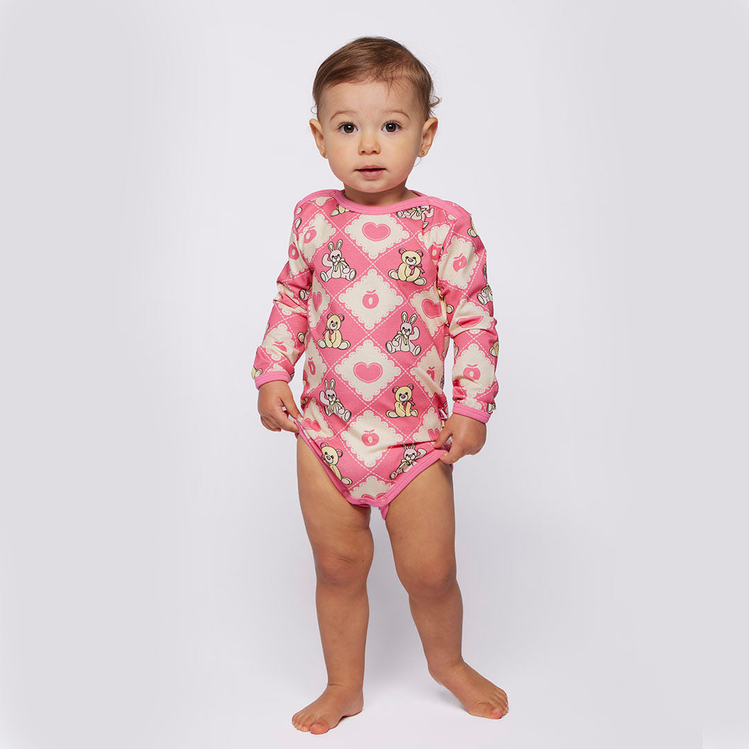 Elstar Langärmliger Baby Body mit Teddybären