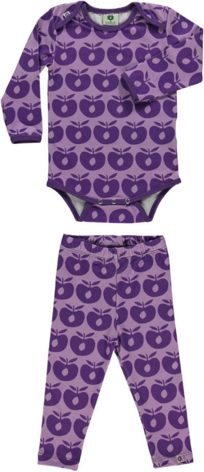 Set mit langärmliger Baby Body und Leggings mit Retro-Äpfeln