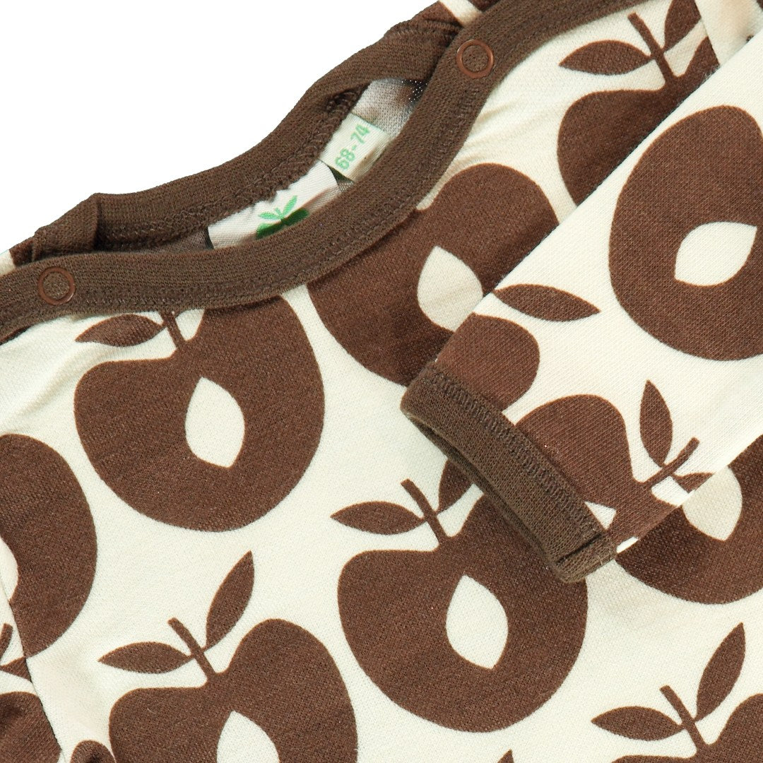 Strampler aus Wollmix mit Äpfeln