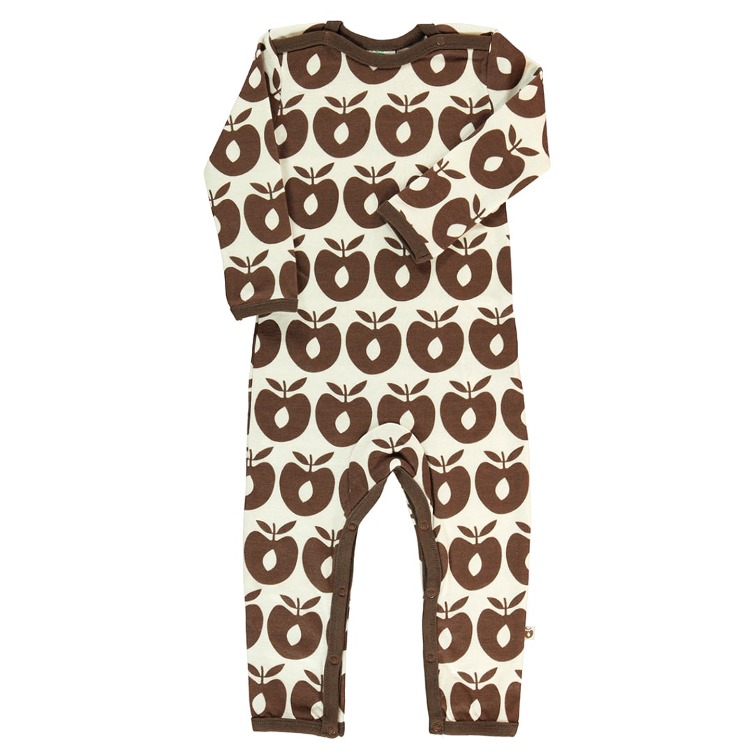 Strampler aus Wollmix mit Äpfeln