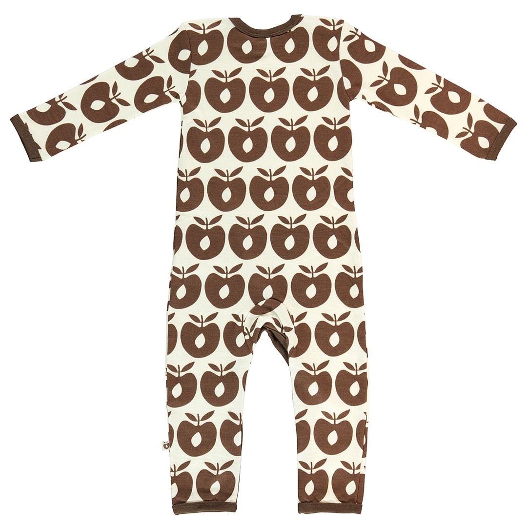 Strampler aus Wollmix mit Äpfeln