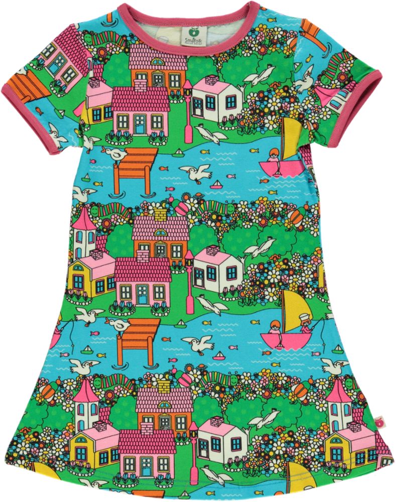 Kurzärmliges Kleid mit Sommerlandschaft