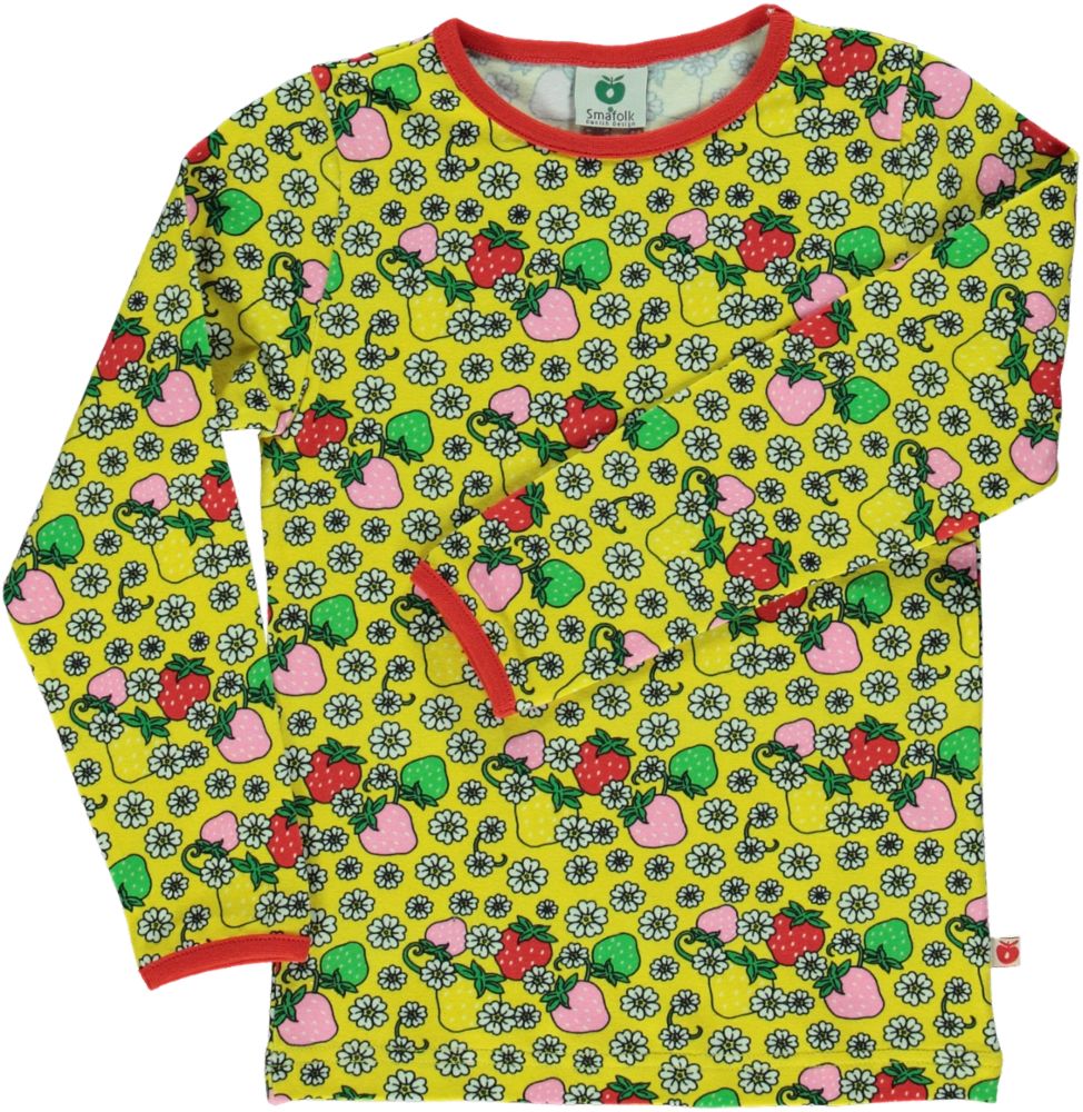 Langarmshirt mit Erdbeeren und Blumen