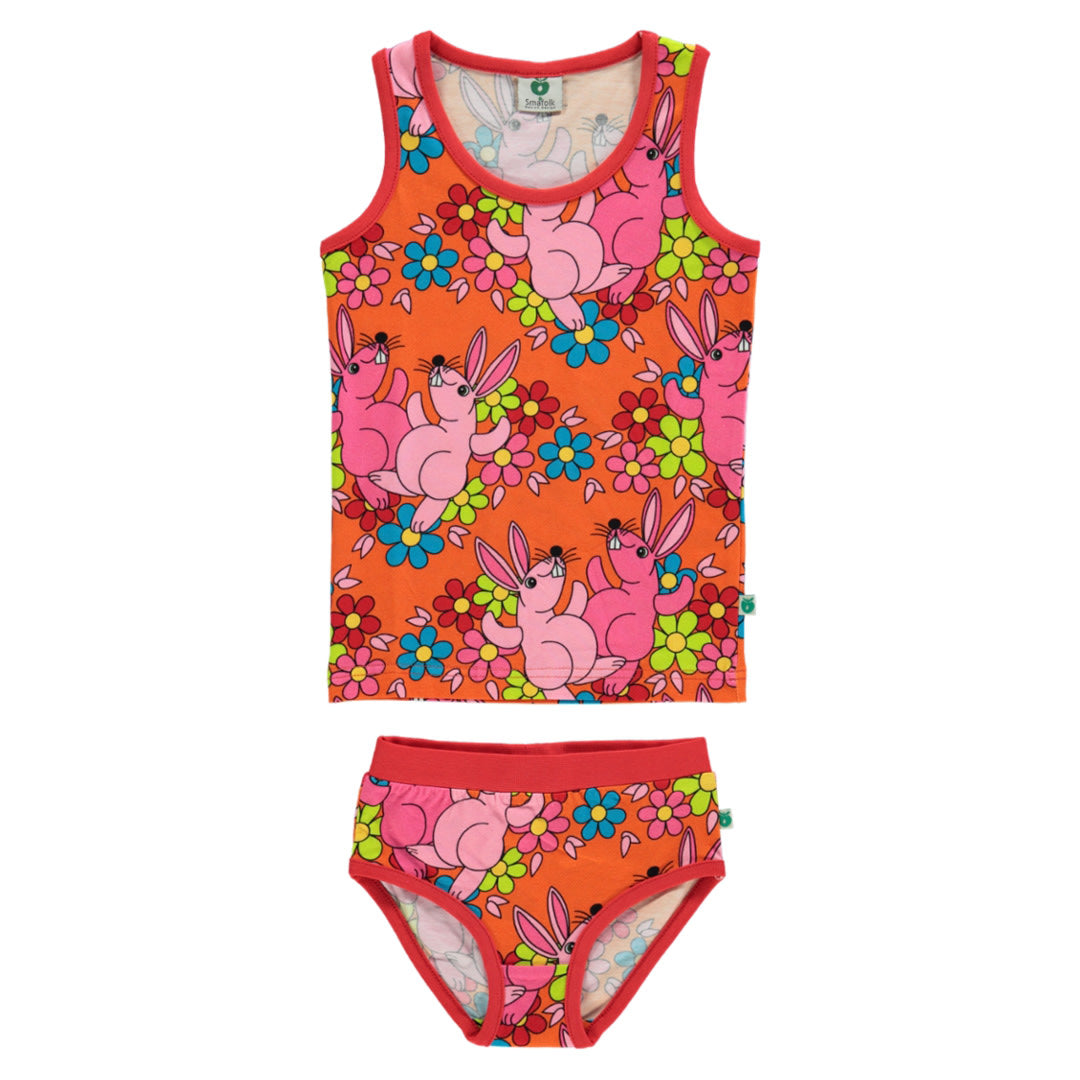 Unterwäsche-Set mit Hasen und Blumen