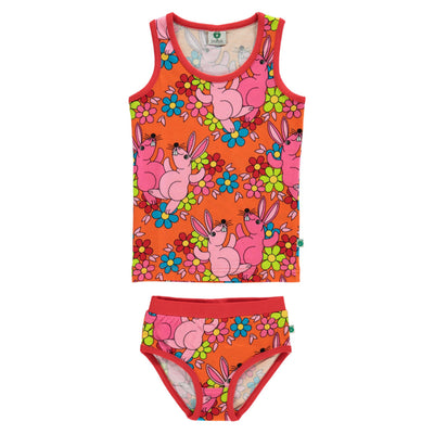 Unterwäsche-Set mit Hasen und Blumen