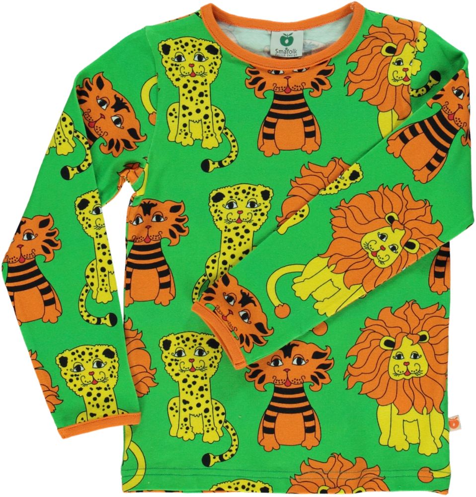 Langarmshirt mit Löwen, Tigern und Leoparden