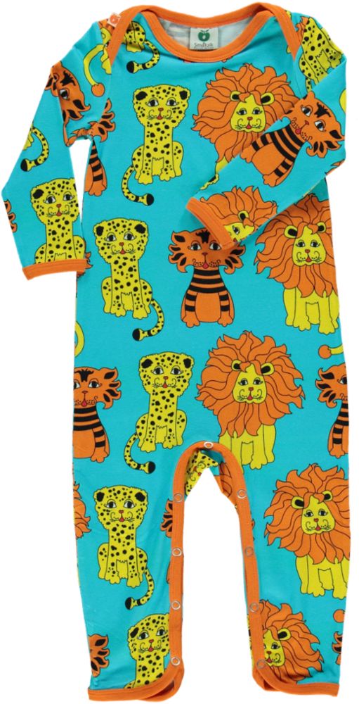 Langärmliger Strampler mit Tigern, Löwen und Leoparden