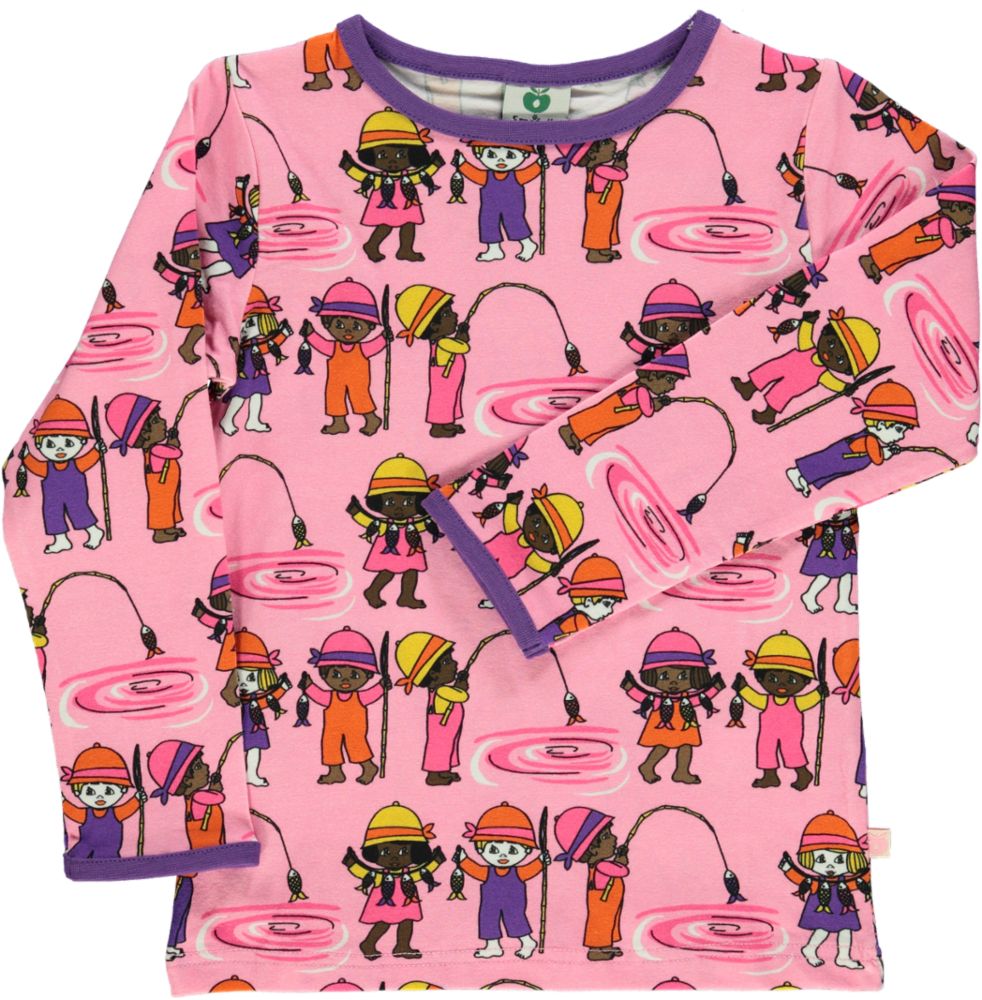 Langarmshirt mit angelnden Kindern