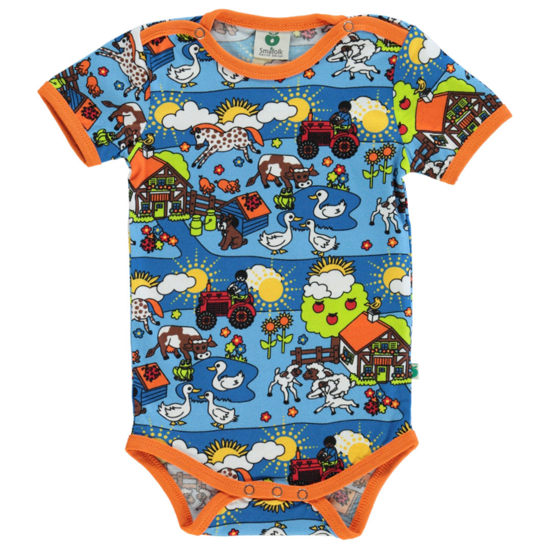 Kurzärmeliger Baby Body mit Bauernhof
