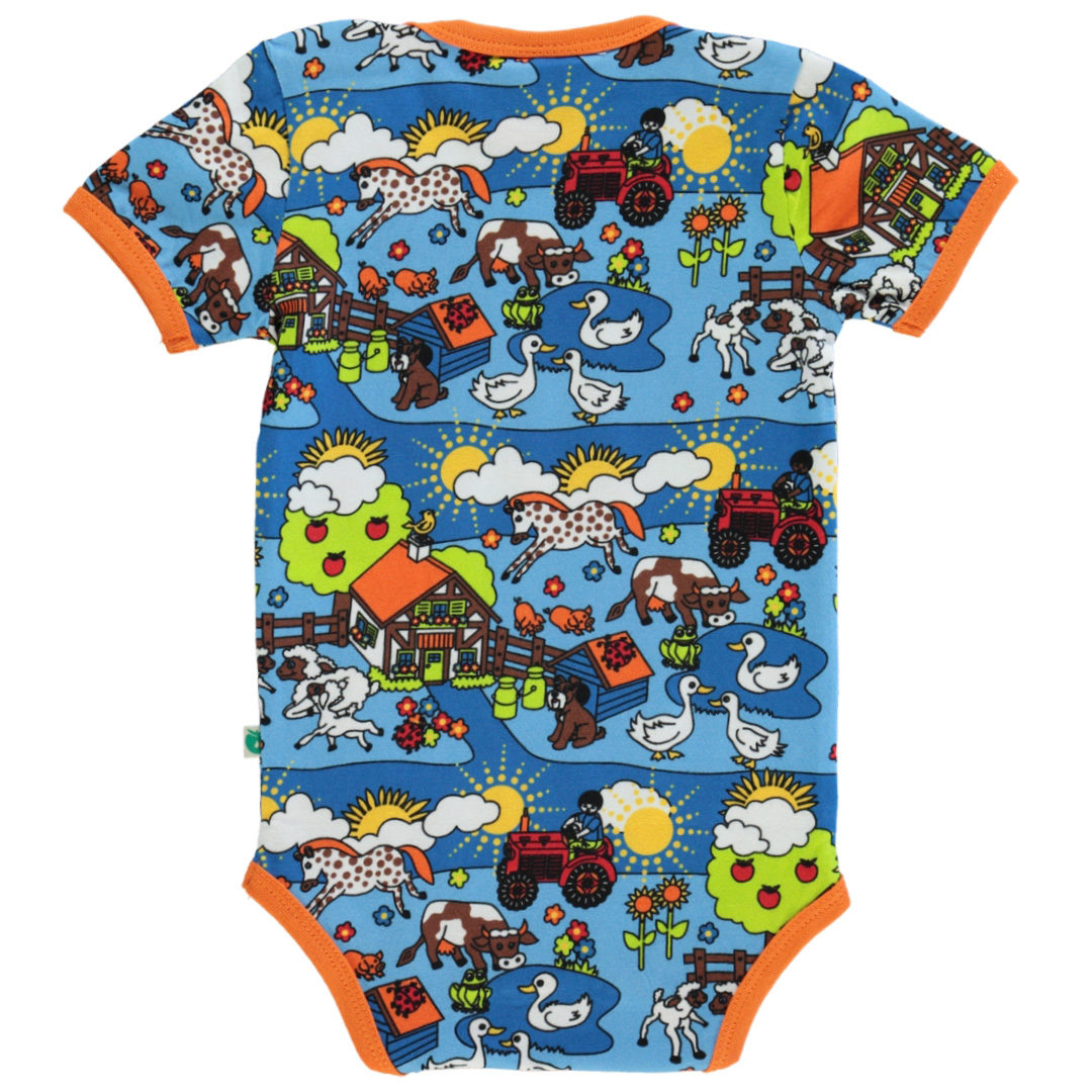 Kurzärmeliger Baby Body mit Bauernhof