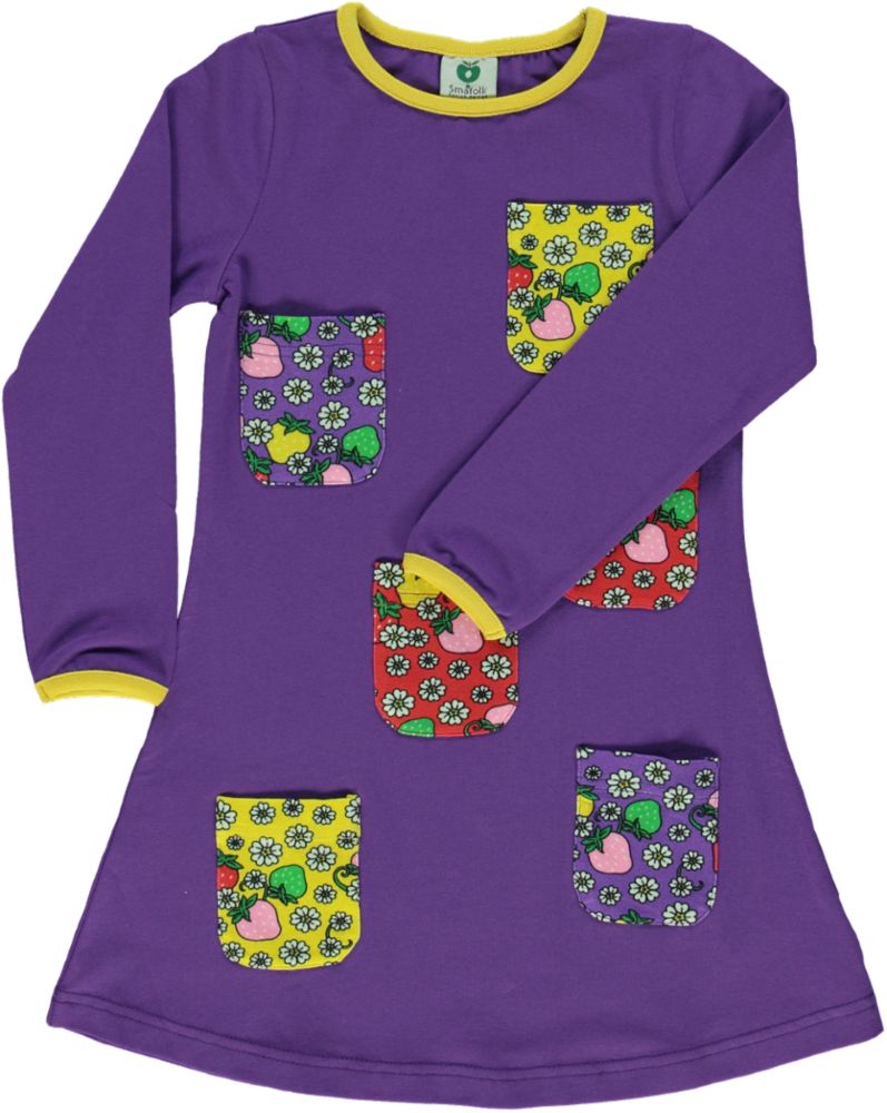 Dress LS. with pocket. strawberry