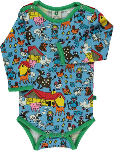 Langärmliger Baby Body mit Bauernhof