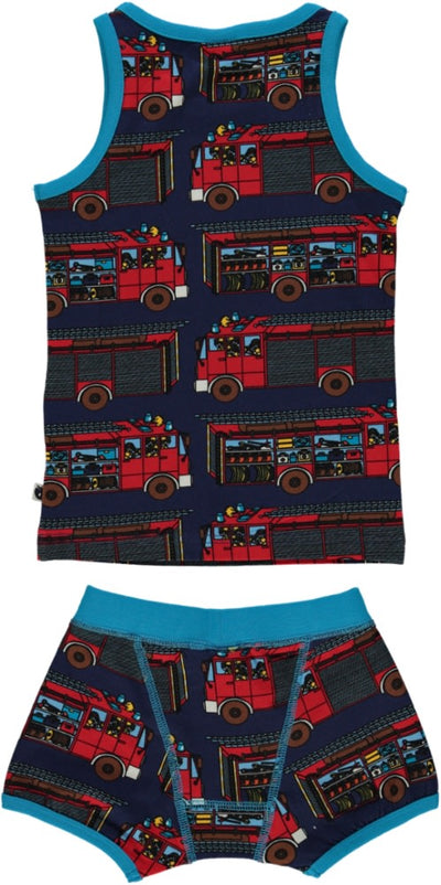 Unterwäsche-Set mit Feuerwehrfahrzeuge