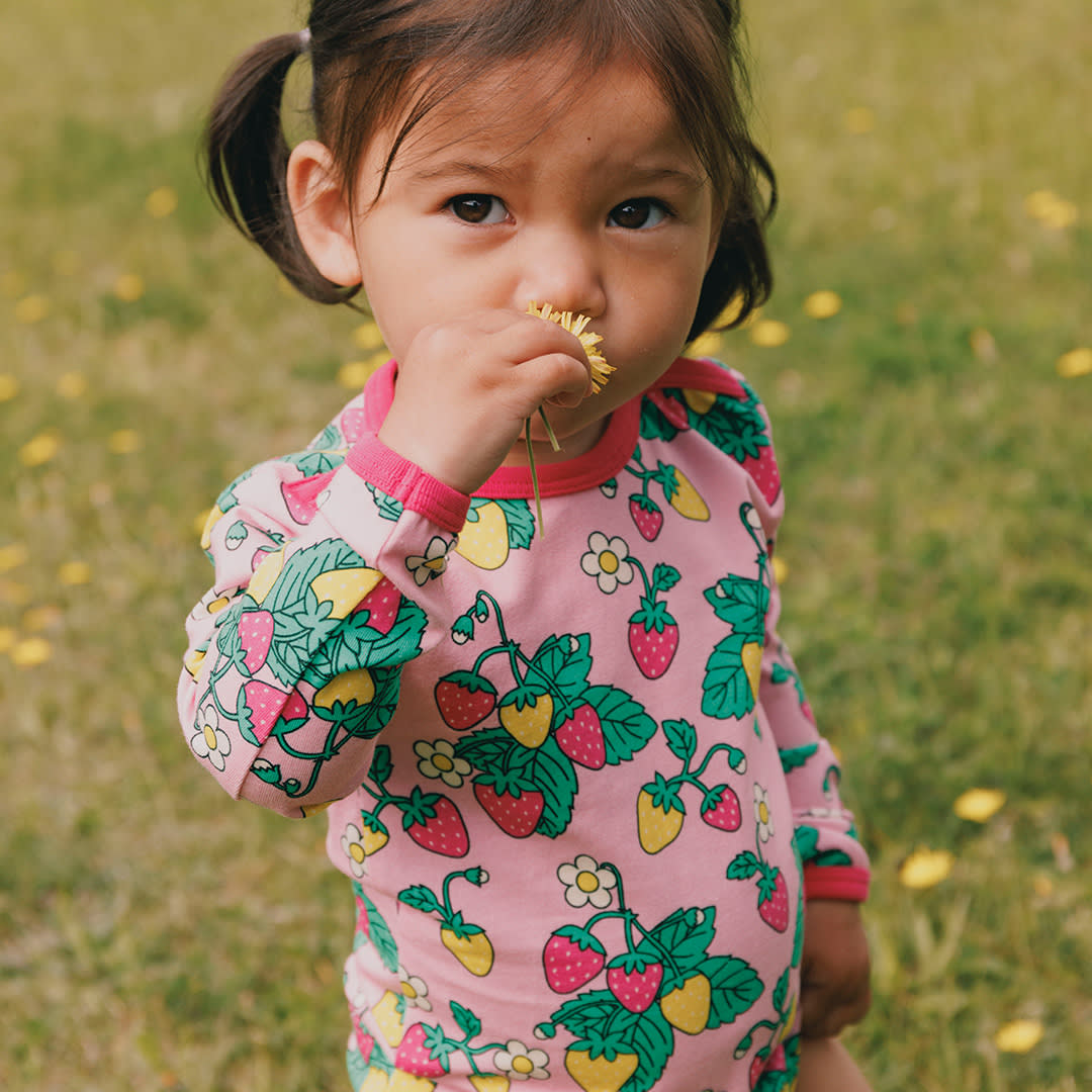Elstar Langärmliger Baby Body mit Erdbeeren