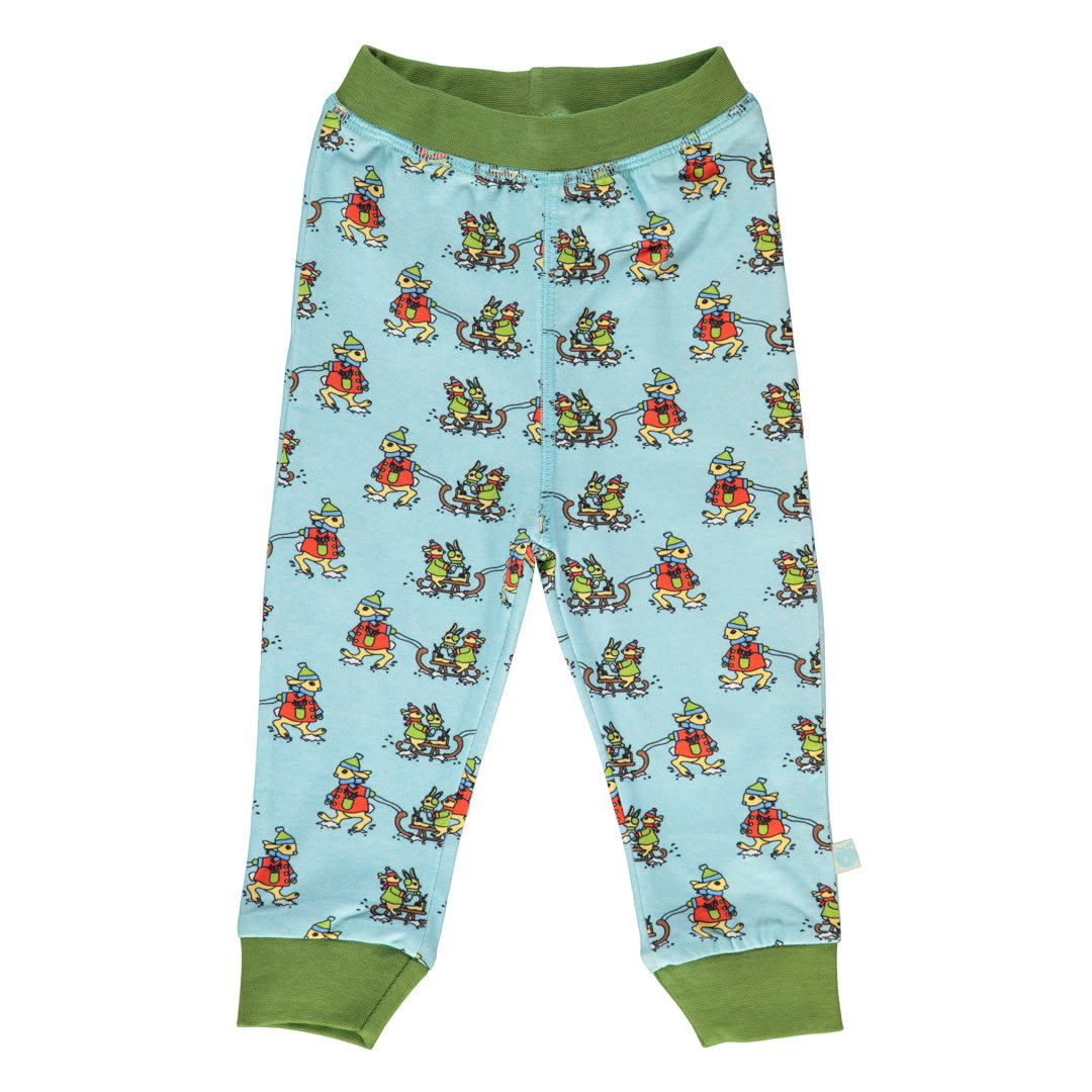 Leggings für Babys mit Kaninchen auf einem Schlitten