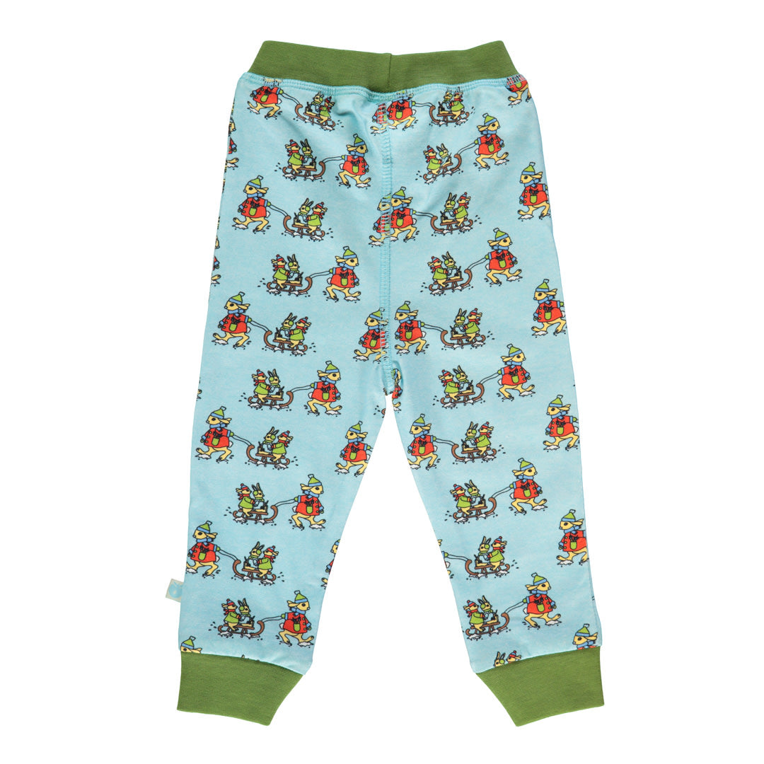 Leggings für Babys mit Kaninchen auf einem Schlitten