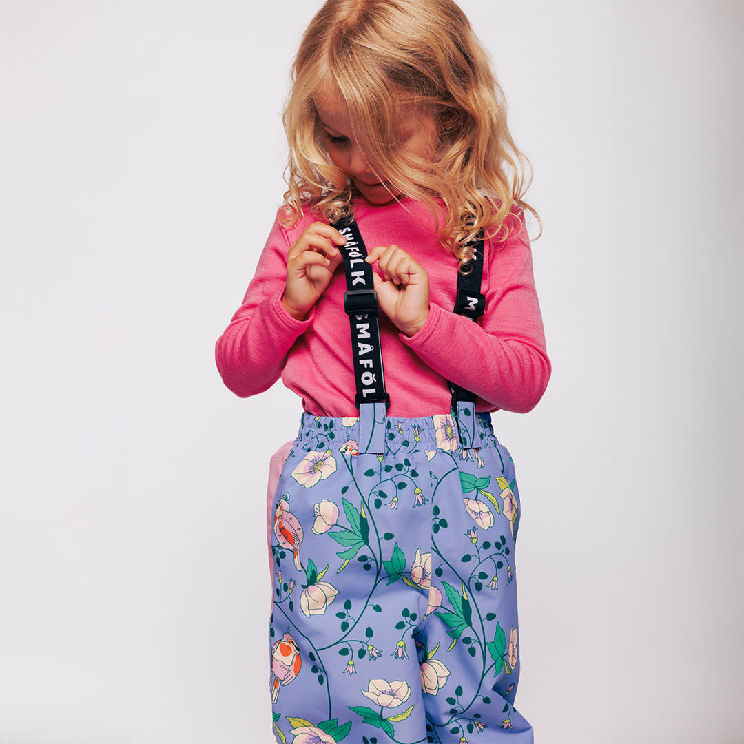 Skihose mit Vögeln und Blumen