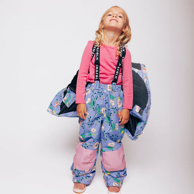 Skihose mit Vögeln und Blumen