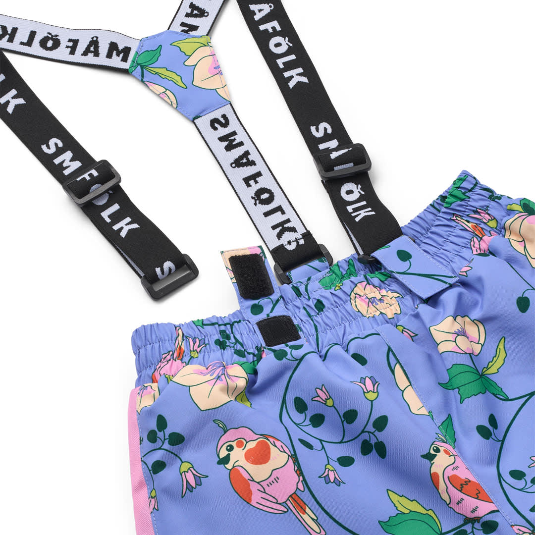 Skihose mit Vögeln und Blumen
