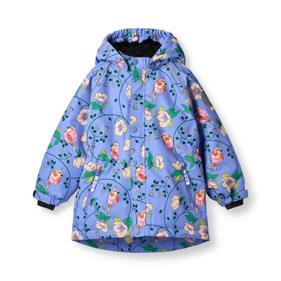 Winterjacke mit Vögeln und Blumen