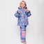 Winterjacke mit Vögeln und Blumen