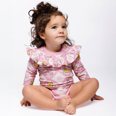 Paula Red Langärmliger Baby Body mit Teddybären
