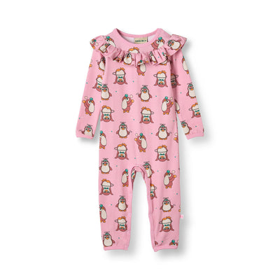 Paula Red Langärmliger Strampler mit Zirkuspinguinen