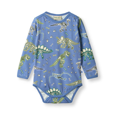 Elstar Langärmliger Baby Body mit Dinosauriern