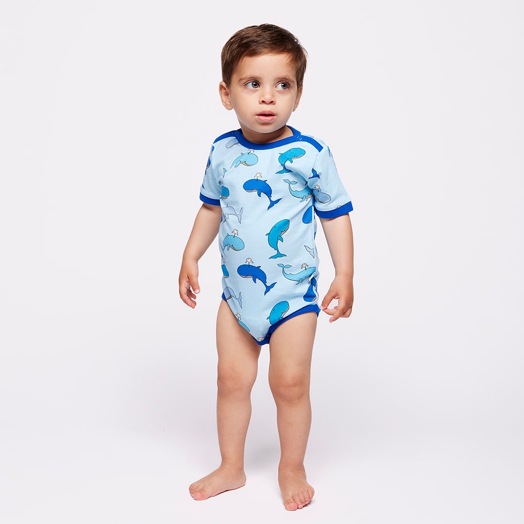 Elstar Kurzärmeliger Baby Body mit Walen