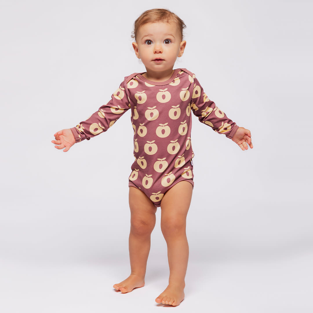 Ulm Langärmliger Baby Body mit Äpfeln